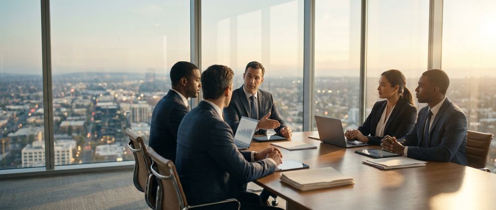 Small business owner reviewing tax documents with a financial advisor